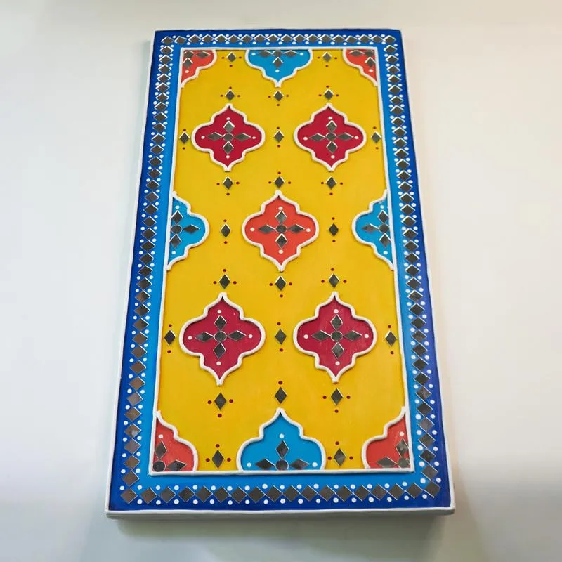 Suhasini Crafts Pattern Mud and Mirror Wall Hanging for Bedroom, Drawing Room, Office and Home Decoration