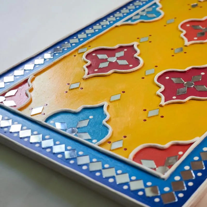 Suhasini Crafts Pattern Mud and Mirror Wall Hanging for Bedroom, Drawing Room, Office and Home Decoration