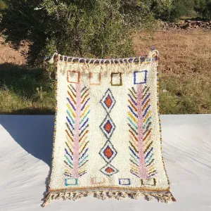 Tahisa | 3x5 White Moroccan Rug Beni Ourain Ultra Soft | 3'67x5'48 Ft | 112x167 cm