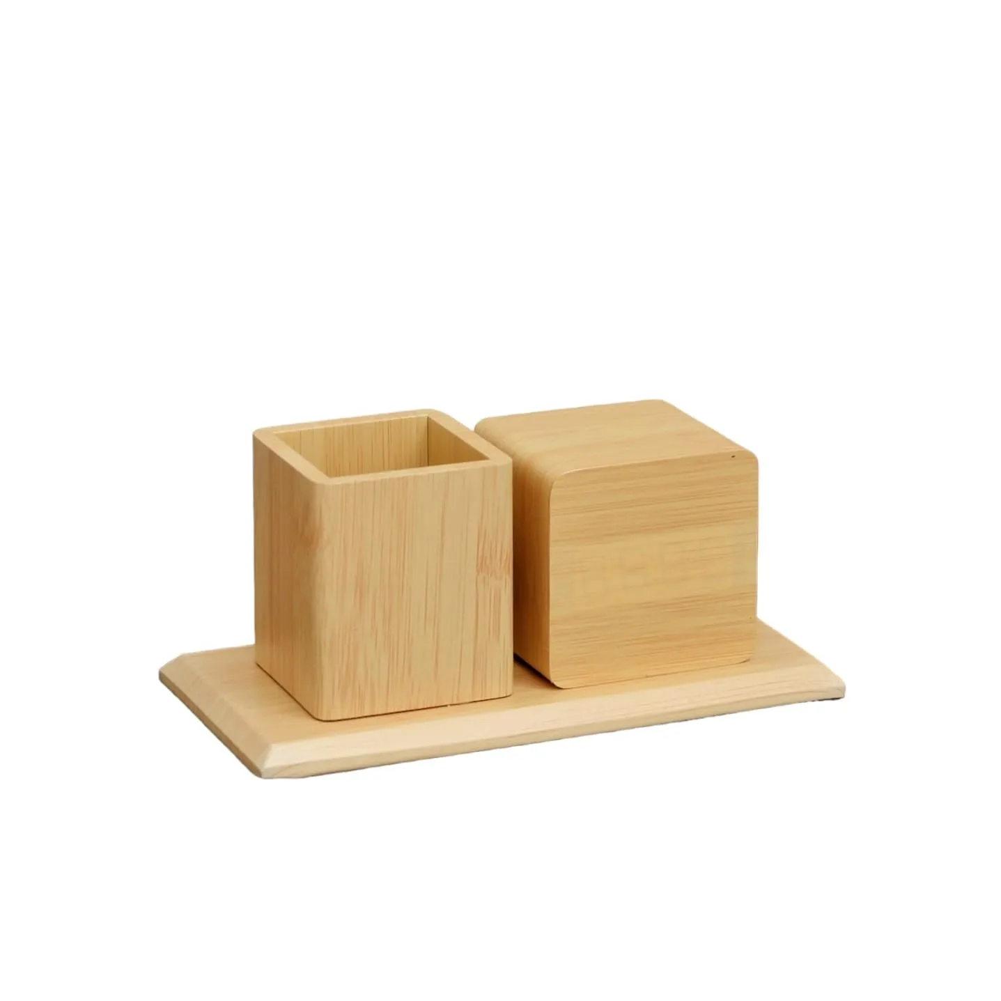 The Procure Store Wooden Digital Clock with Pen Holder- Golden
