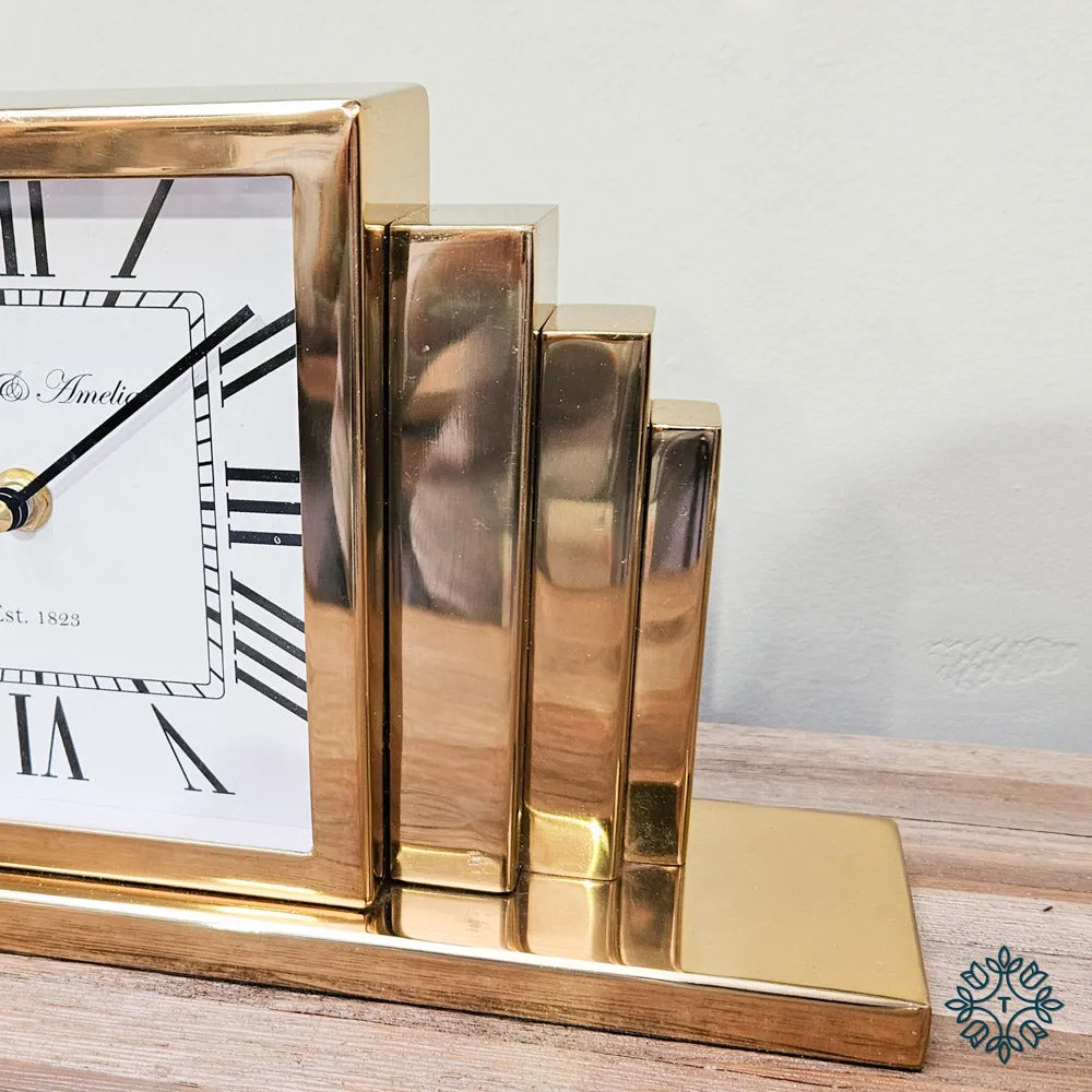 Thomas and ameila art deco clock gold 26cm