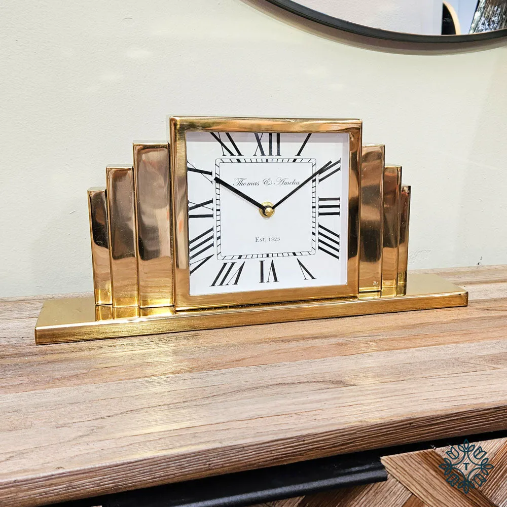 Thomas and ameila art deco clock gold 26cm
