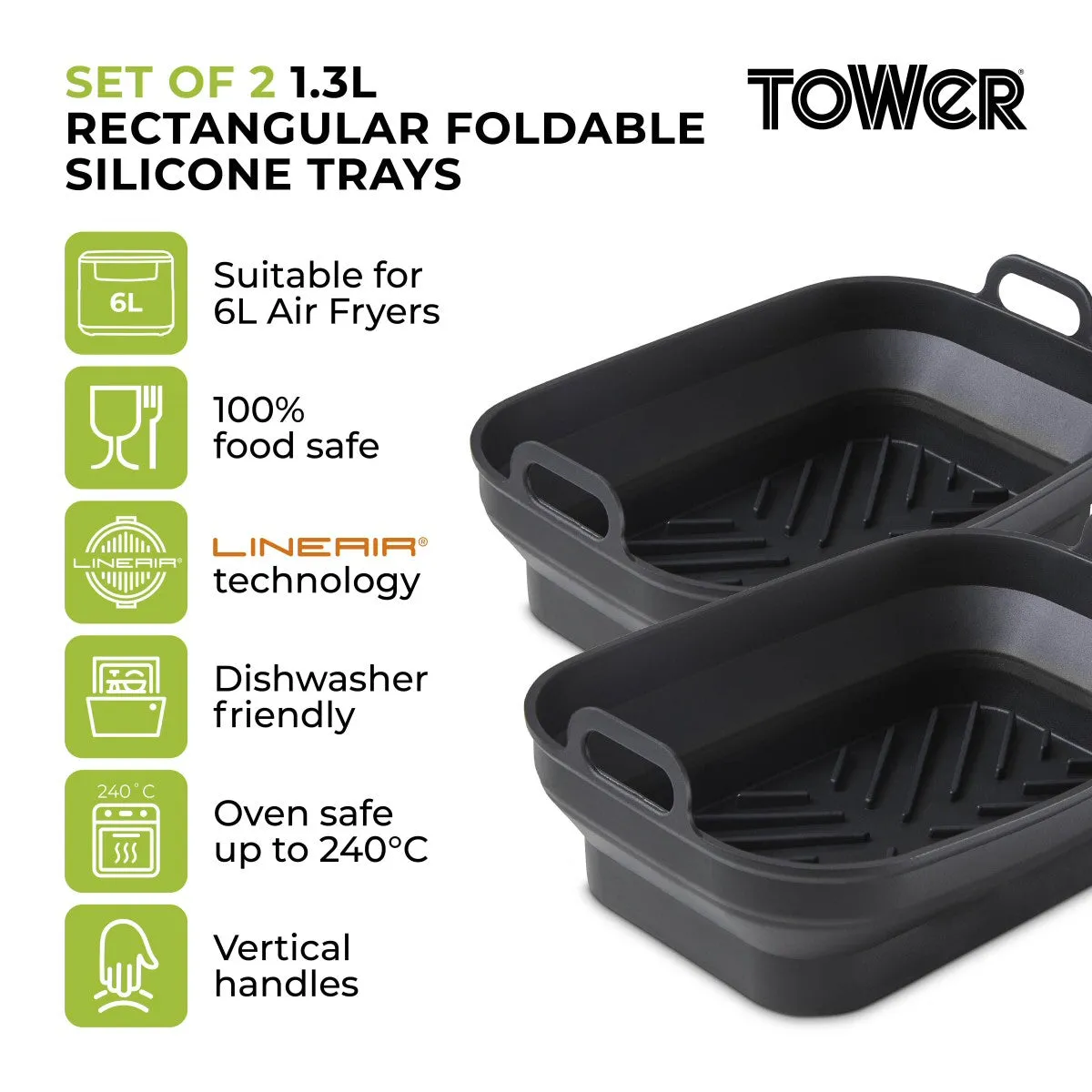 Tower Rectangular Foldable Trays (Set of 2)