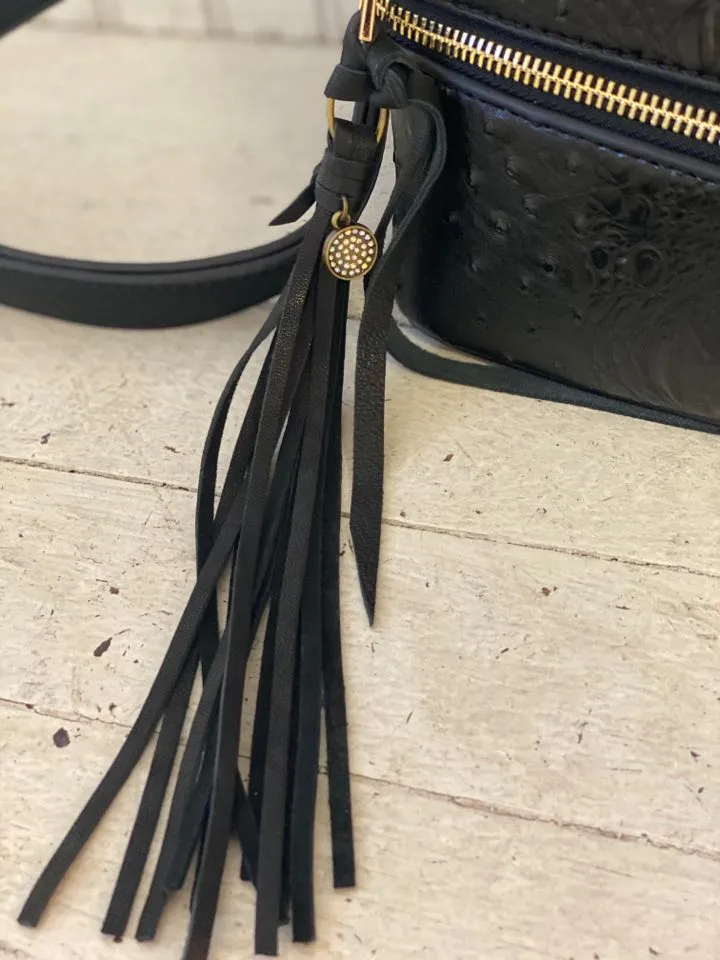 Upcycled Black Textured Backpack (Medium)