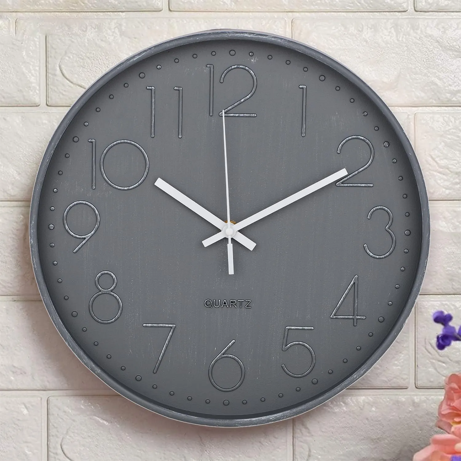 Urbane Home Wall Clock | Fancy Watch Wall Clocks | Office Wall Clock | Clock for Living Room | Clock for Bedroom | Clock for Hall | Machinery-Quartz | 12 Inch | 2020E-Gray Arabian