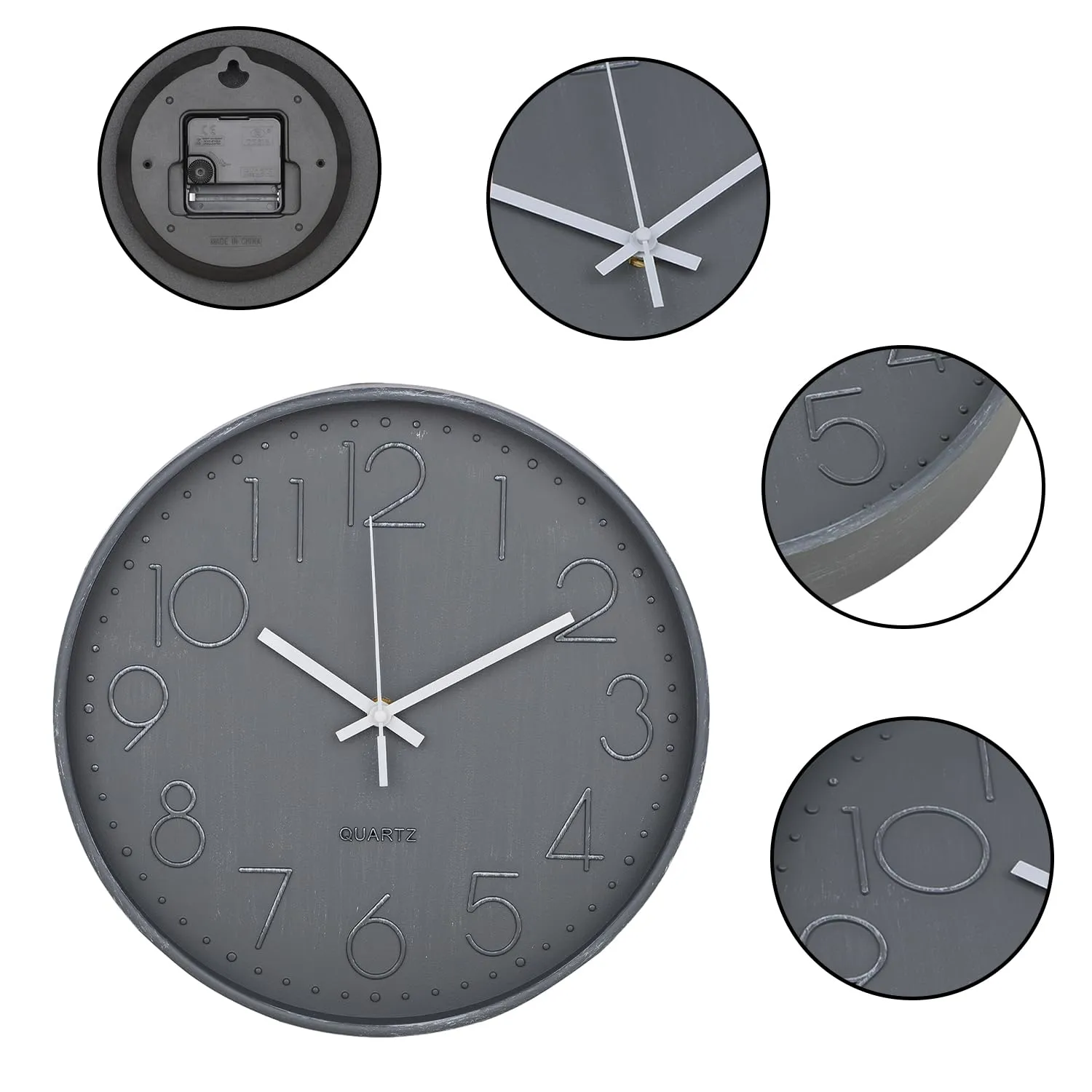 Urbane Home Wall Clock | Fancy Watch Wall Clocks | Office Wall Clock | Clock for Living Room | Clock for Bedroom | Clock for Hall | Machinery-Quartz | 12 Inch | 2020E-Gray Arabian