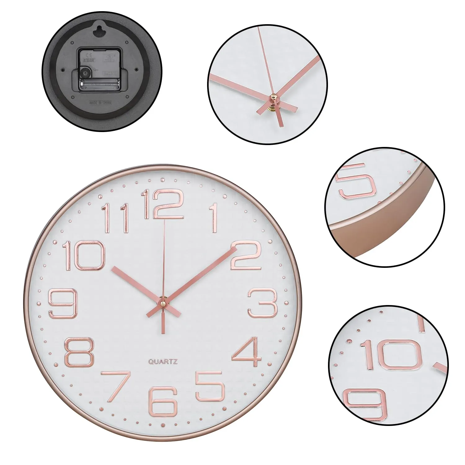 Urbane Home Wall Clock | Fancy Watch Wall Clocks | Office Wall Clock | Clock for Living Room | Clock for Bedroom | Clock for Hall | Machinery-Quartz | 12 Inch | L-Rose Gold