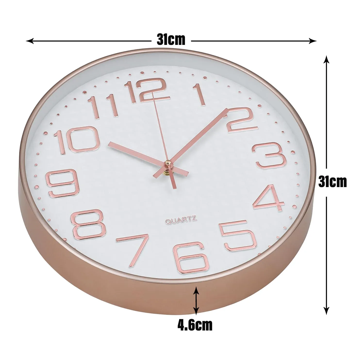 Urbane Home Wall Clock | Fancy Watch Wall Clocks | Office Wall Clock | Clock for Living Room | Clock for Bedroom | Clock for Hall | Machinery-Quartz | 12 Inch | L-Rose Gold