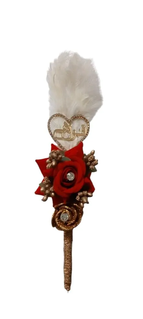 U.S Enterprises Nikah Pen Crafted for Bride and Groom, Qubool Hai Pen, Decorative Wedding Gift (Red Rose)