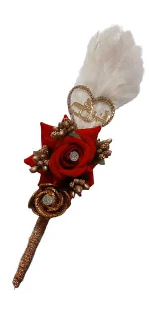 U.S Enterprises Nikah Pen Crafted for Bride and Groom, Qubool Hai Pen, Decorative Wedding Gift (Red Rose)