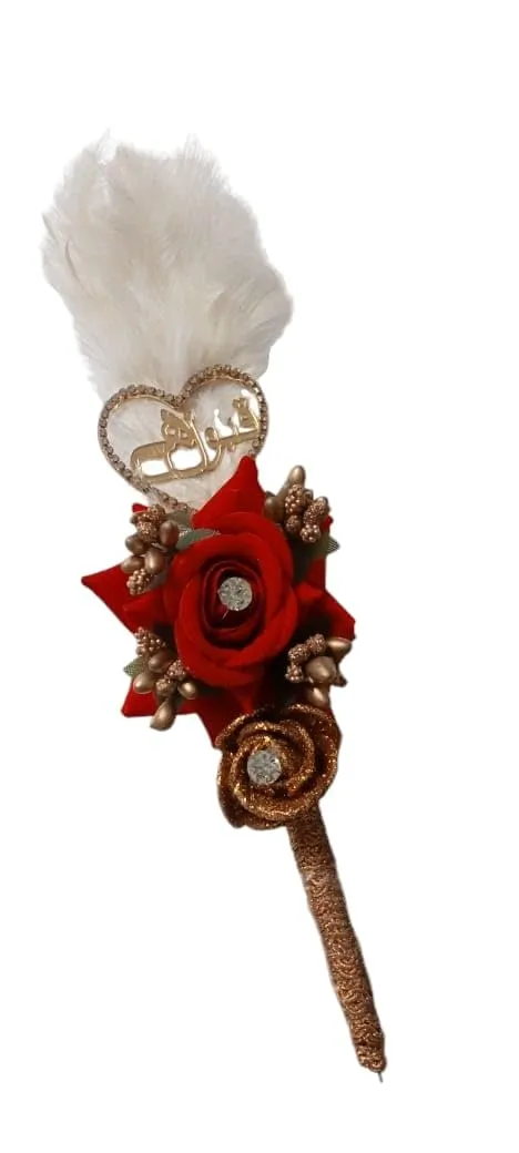 U.S Enterprises Nikah Pen Crafted for Bride and Groom, Qubool Hai Pen, Decorative Wedding Gift (Red Rose)