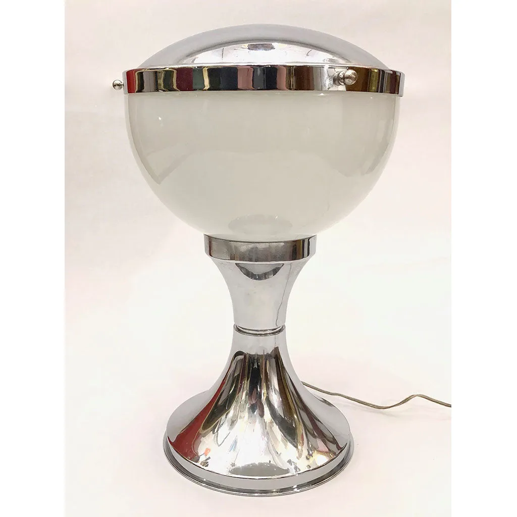 Valenti & Co 1960s Vintage Minimalist Italian Design Nickel and White Desk Lamp
