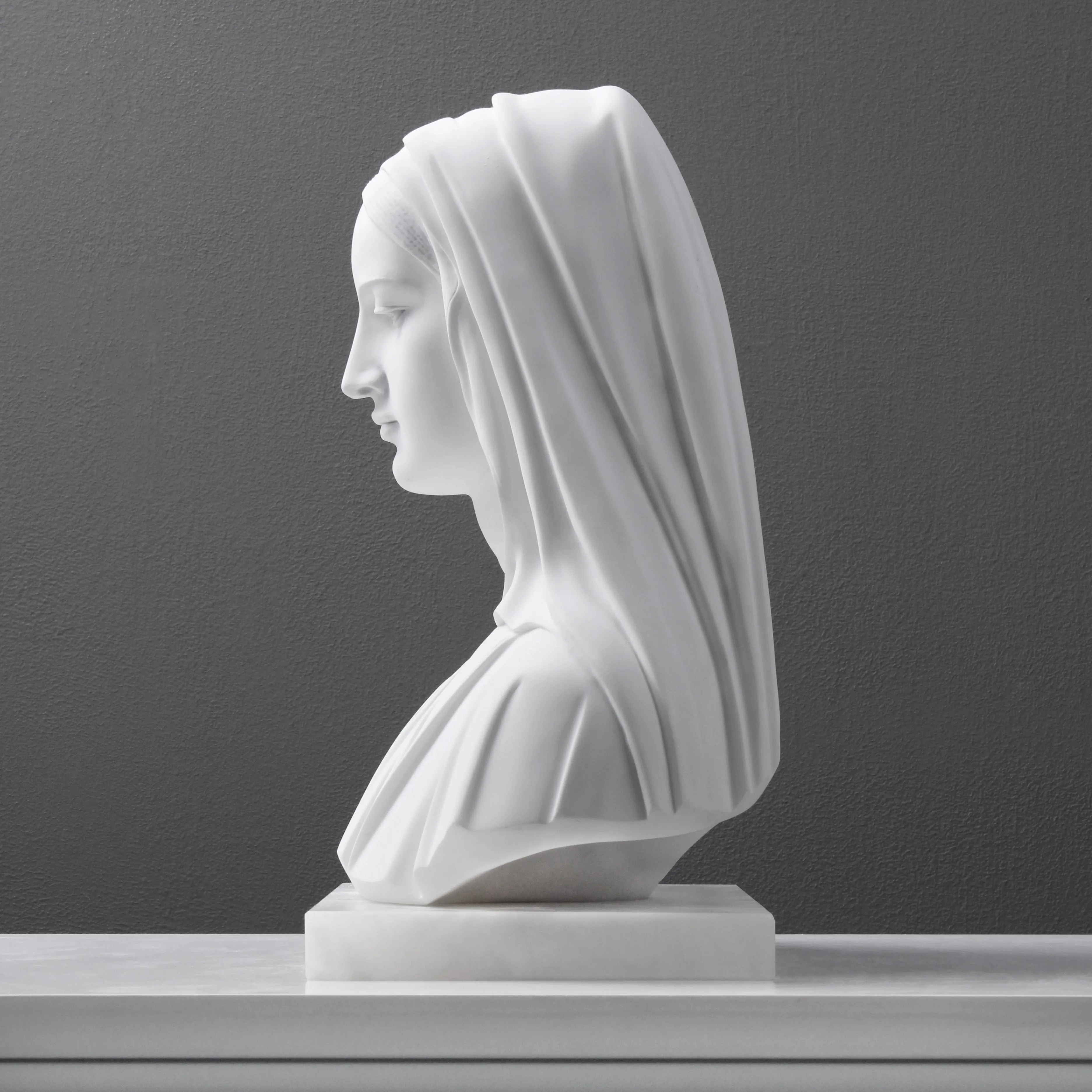 Veiled Madonna Bust Sculpture (Large)
