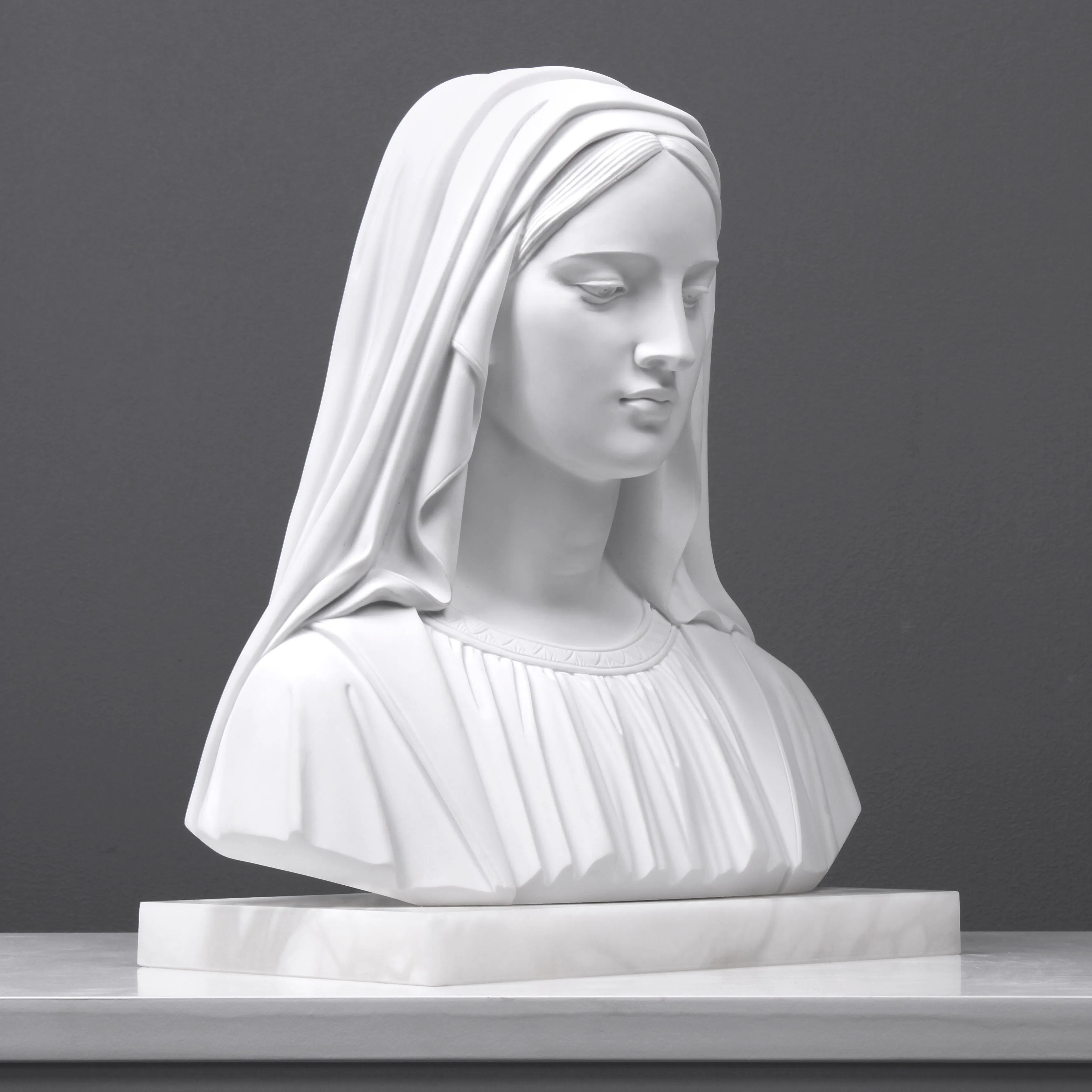 Veiled Madonna Bust Sculpture (Large)