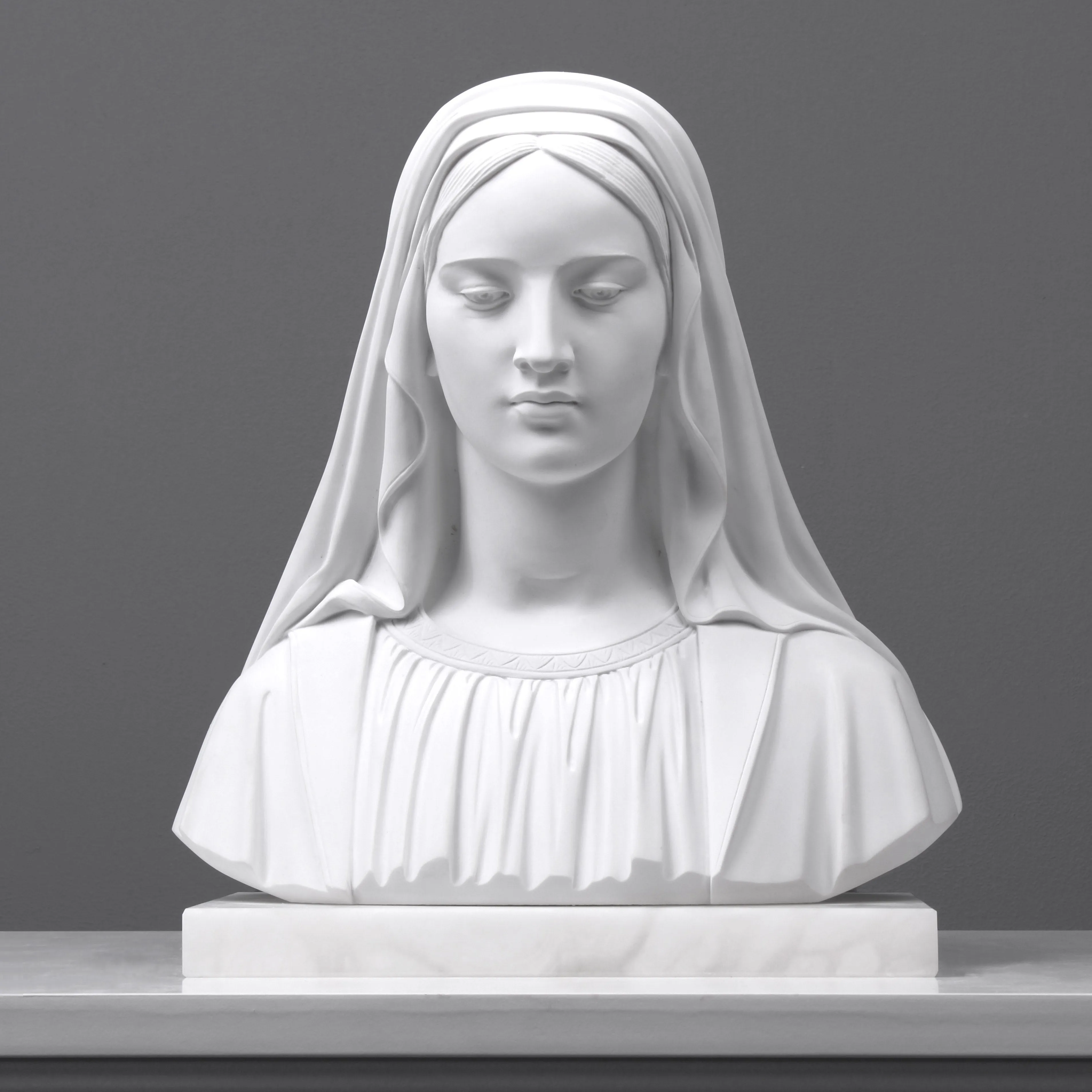 Veiled Madonna Bust Sculpture (Large)