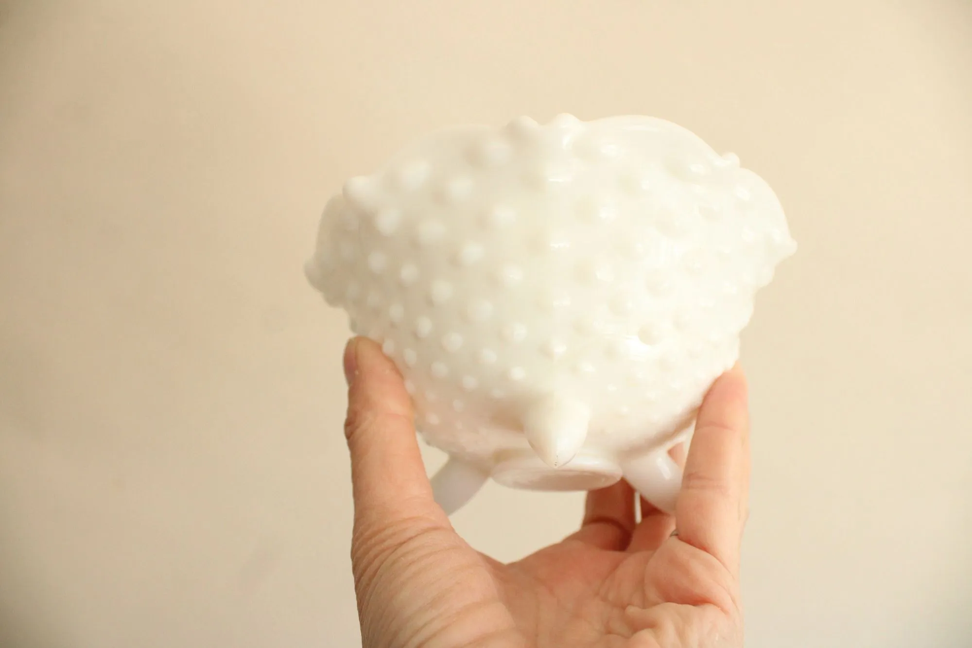 Vintage 1950s Hobnail Milk Glass Bowl