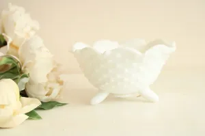 Vintage 1950s Hobnail Milk Glass Bowl