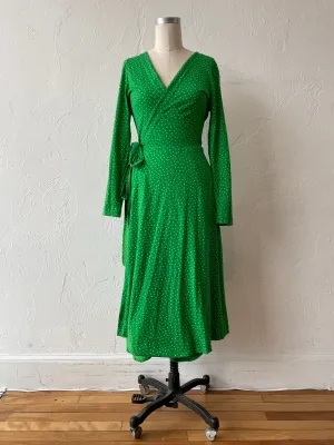 Vintage Diane Von Furstenberg Spring Green Polka Dot Jersey Wrap Dress Large