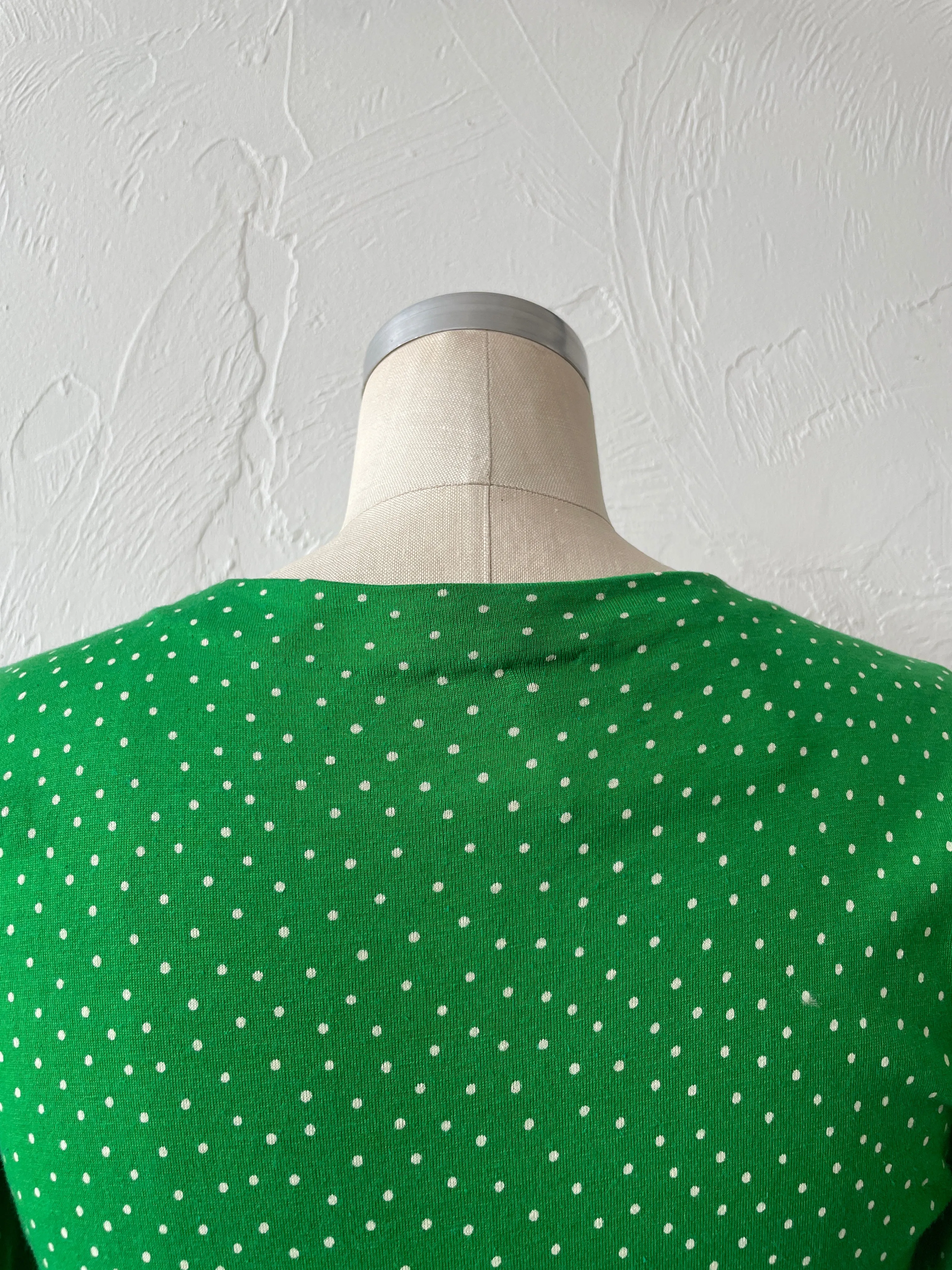 Vintage Diane Von Furstenberg Spring Green Polka Dot Jersey Wrap Dress Large
