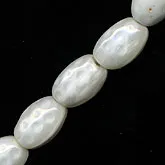 Vintage Japanese Lustrous White Glass Oval Bead. 10mm.Pkg of 5. b11-bw-0700