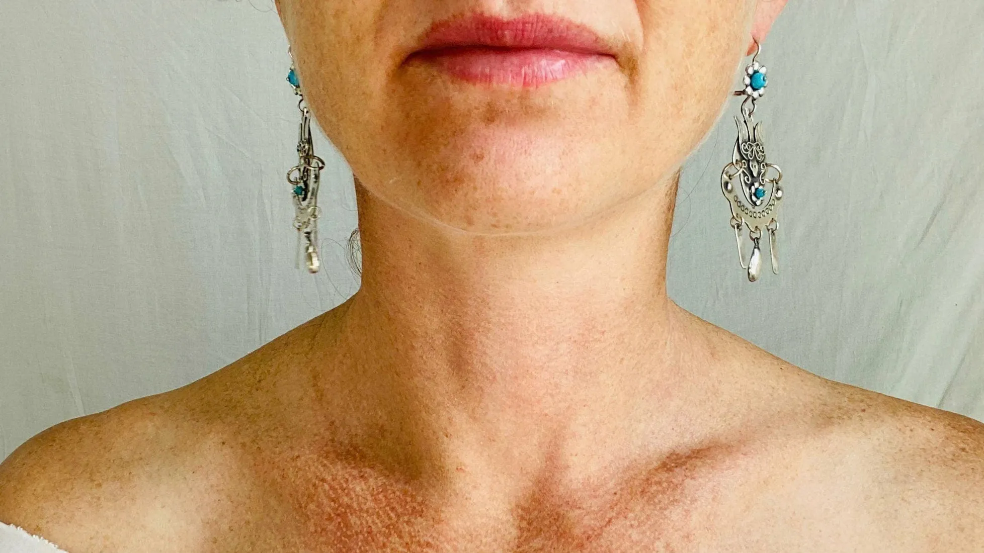 Vintage Oaxacan Earrings. Sterling Silver & Turquoise. Mexico.