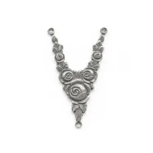 Vintage silver plate V-shaped lavaliere 3 ring connector, 30x15mm pkg 1. b9-0994S