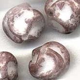 West German Picasso Pinched Glass Lilac and White Rounds. 8mm. Pkg 50. B11-PP-0595