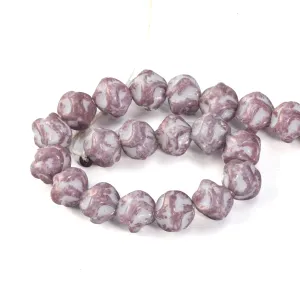 West German Picasso Pinched Glass Lilac and White Rounds. 8mm. Pkg 50. B11-PP-0595