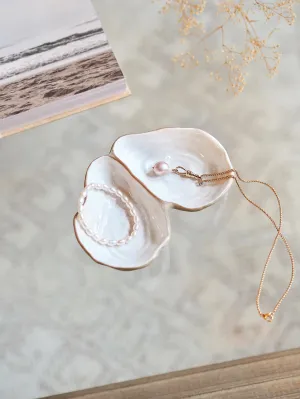 White Oyster Shell Dish w/ 2 Sections