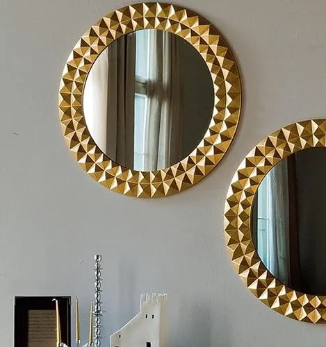WILDWOOD Wood Wall Mirror Frame/Wall Hanging/Wall Floating/for Room/Hall/Bathroom Home/Decor Living Room/Set of 2/Golden (24x24 Inch)(Golden)