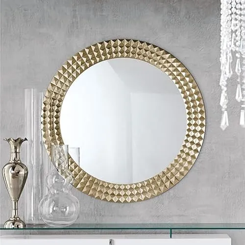 WILDWOOD Wood Wall Mirror Frame/Wall Hanging/Wall Floating/for Room/Hall/Bathroom Home/Decor Living Room/Set of 2/Golden (24x24 Inch)(Golden)