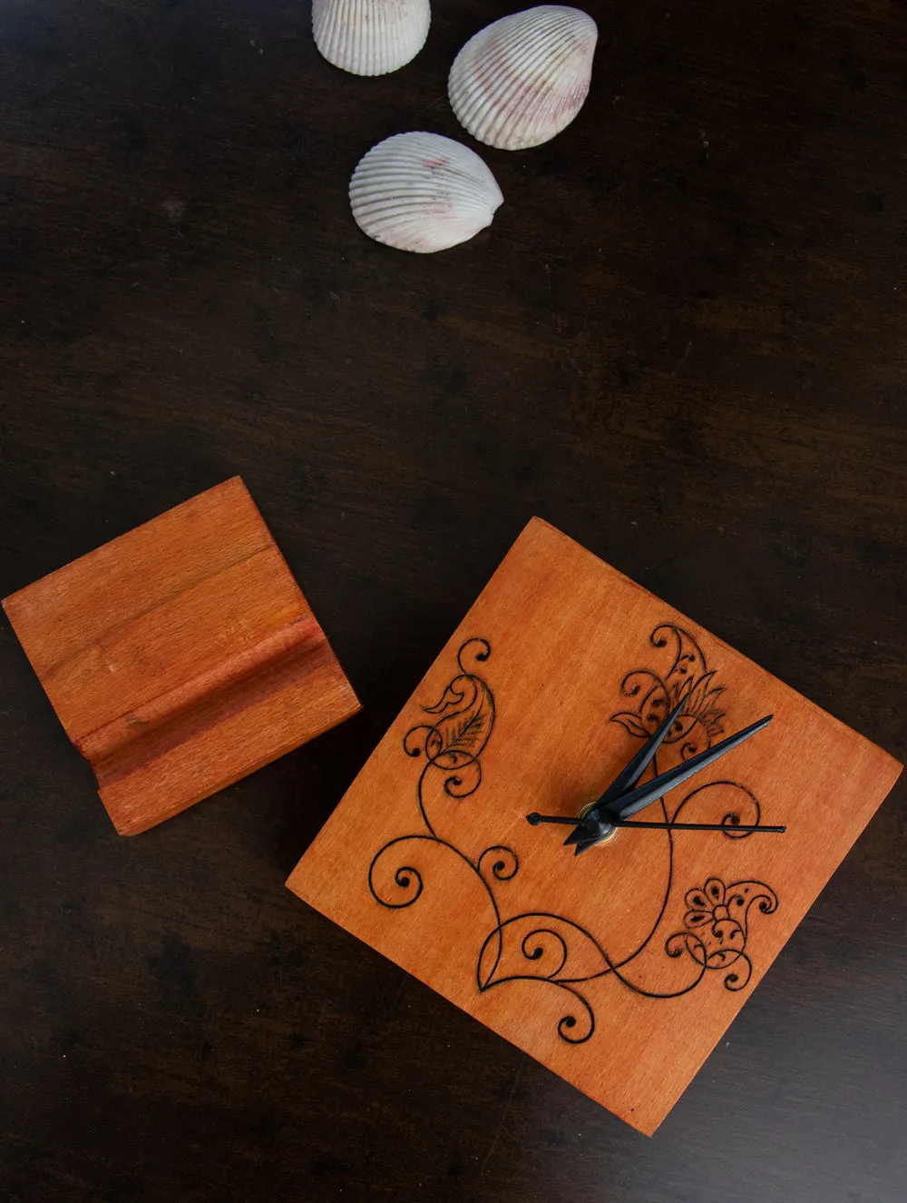 Wooden Engraved Table Clock