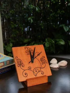Wooden Engraved Table Clock