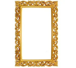 Yellow Wood Wall Hanging Mirror Frame for Home Decor, Wooden Frame Hand Carved Without Glass for Living Room Mirror Wood Frame Golden 24x36
