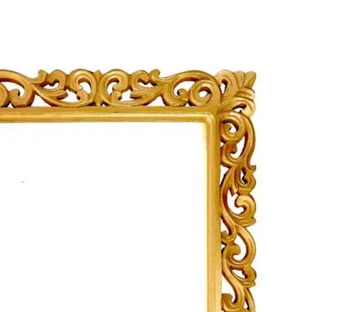 Yellow Wood Wall Hanging Mirror Frame for Home Decor, Wooden Frame Hand Carved Without Glass for Living Room Mirror Wood Frame Golden 24x36