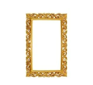 Yellow Wood Wall Hanging Mirror Frame for Home Decor, Wooden Frame Hand Carved Without Glass for Living Room Mirror Wood Frame Golden 24x36