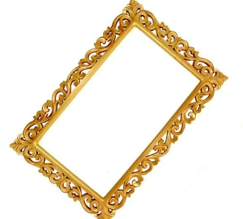Yellow Wood Wall Hanging Mirror Frame for Home Decor, Wooden Frame Hand Carved Without Glass for Living Room Mirror Wood Frame Golden 24x36