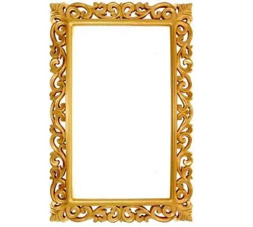 Yellow Wood Wall Hanging Mirror Frame for Home Decor, Wooden Frame Hand Carved Without Glass for Living Room Mirror Wood Frame Golden 24x36