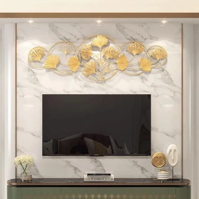 ZOVE Metal Wall Decor for Living Room Golden Flower Wall Hanging Home Decoration Perfect for Living Room/Hotel/Restaurant/Bedroom/Drawing Room (46 X 16 INCH) (Golden Colour)