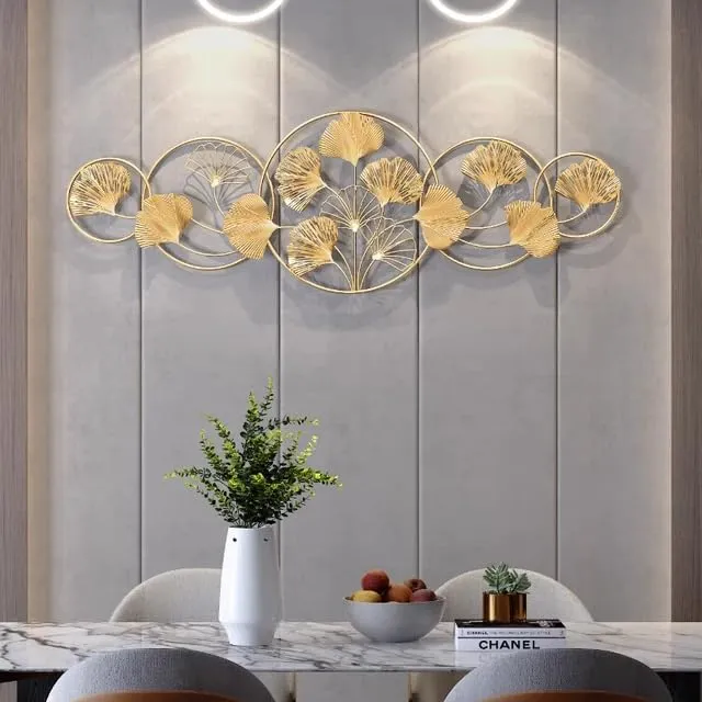 ZOVE Metal Wall Decor for Living Room Golden Flower Wall Hanging Home Decoration Perfect for Living Room/Hotel/Restaurant/Bedroom/Drawing Room (46 X 16 INCH) (Golden Colour)
