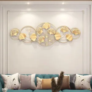 ZOVE Metal Wall Decor for Living Room Golden Flower Wall Hanging Home Decoration Perfect for Living Room/Hotel/Restaurant/Bedroom/Drawing Room (46 X 16 INCH) (Golden Colour)